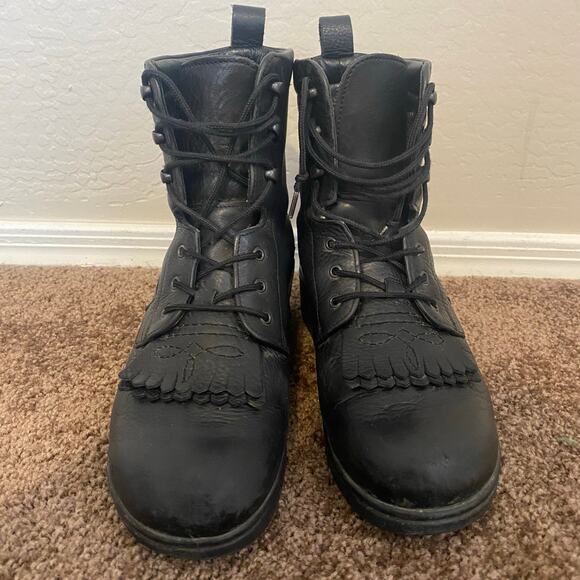 Dansko Kiltie Lace Up Leather Boots Womens Size 40 Black 9 9.5 Prairie Grunge - Picture 8 of 8